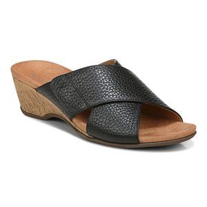 Vionic Leather Sandal Black Snake-Embossed Leticia Women's Size 6.5